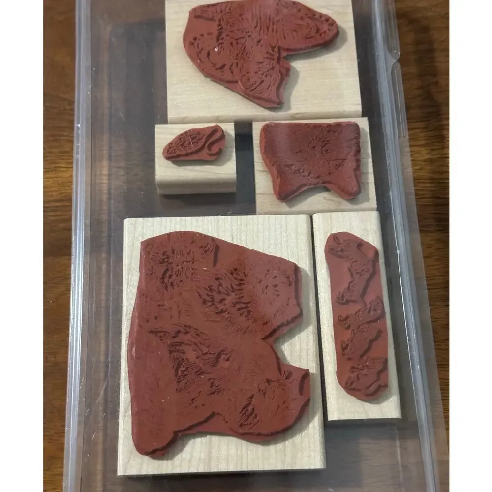 Stampin' Up Fancy Felines Rubber Stamp Set of 5 NO YARN STAMP Wood Mounted